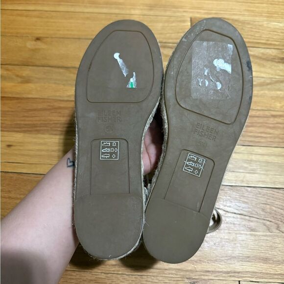 Eileen Fisher | Lala Tumbled Leather Espadrille Flat - Picture 4 of 5